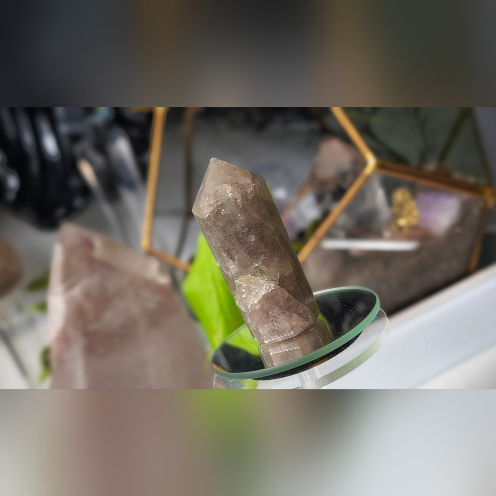 Fluorite Smokey Quartz Crystal Pillar Tower